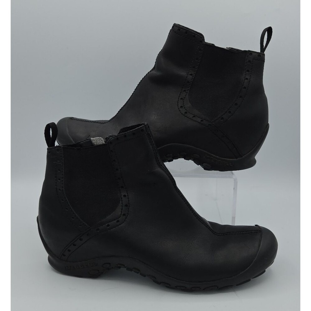 Merrell Plaza Mid Women Shoes Black 9.5M Leather Zipper Comfort Ankle Bootie